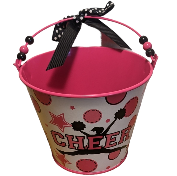 Burton & Burton Spirited Gifts Pink Cheer Cheerleader Metal Pail Plante⦠- Picture 10 of 11